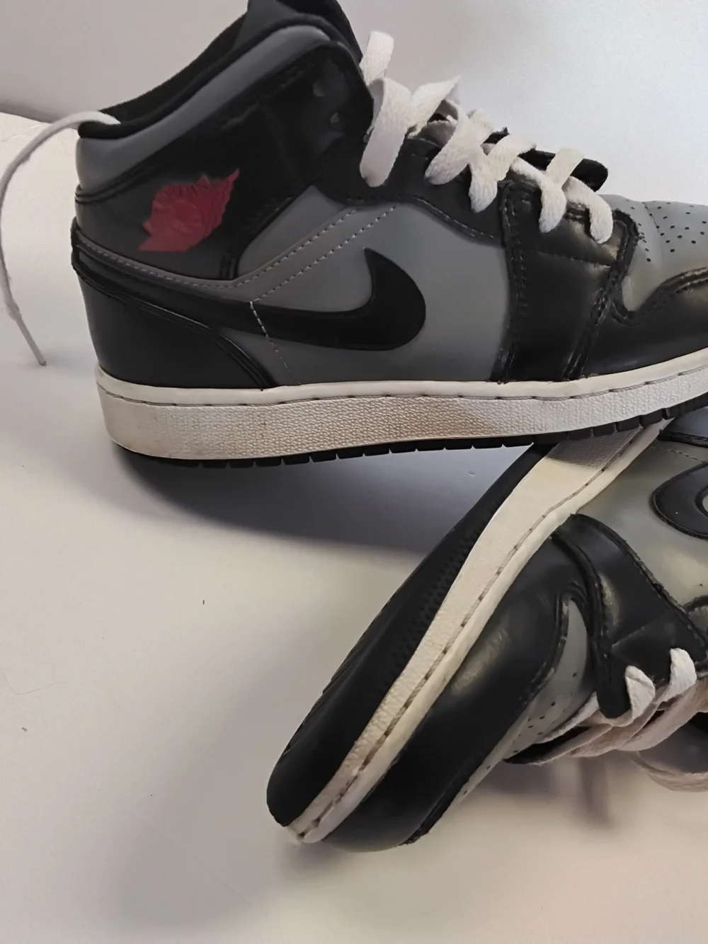 Jordan Men’s High-Top Sneakers - Black, Gray & Red Accent
